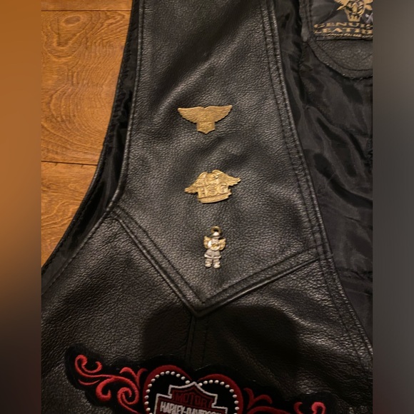 Women’s Genuine Leather Vest with Harley Davidson patches XL Biker Motorcycle - Picture 5 of 13